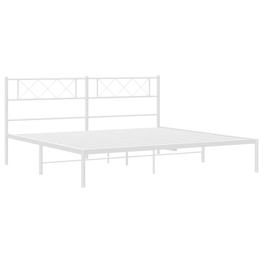 Metalni okvir za krevet s uzglavljem bijeli 200x200 cm