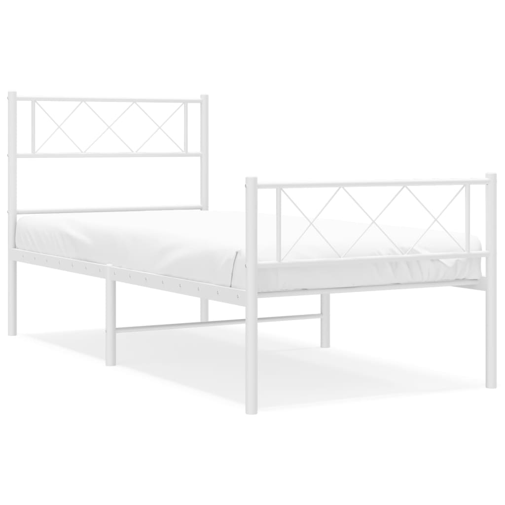 Metalni okvir kreveta uzglavlje i podnožje bijeli 80x200 cm