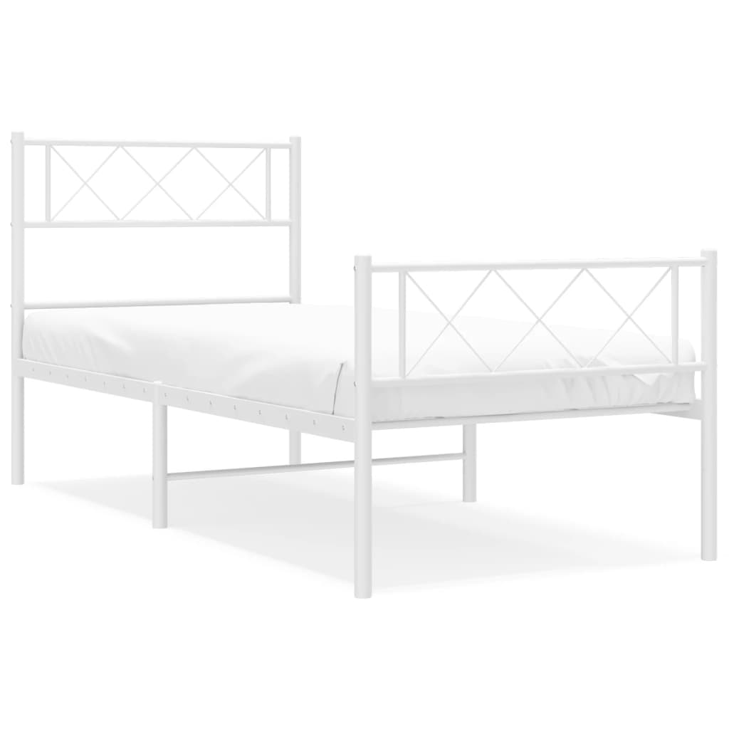 Metalni okvir kreveta uzglavlje i podnožje bijeli 90 x 200 cm