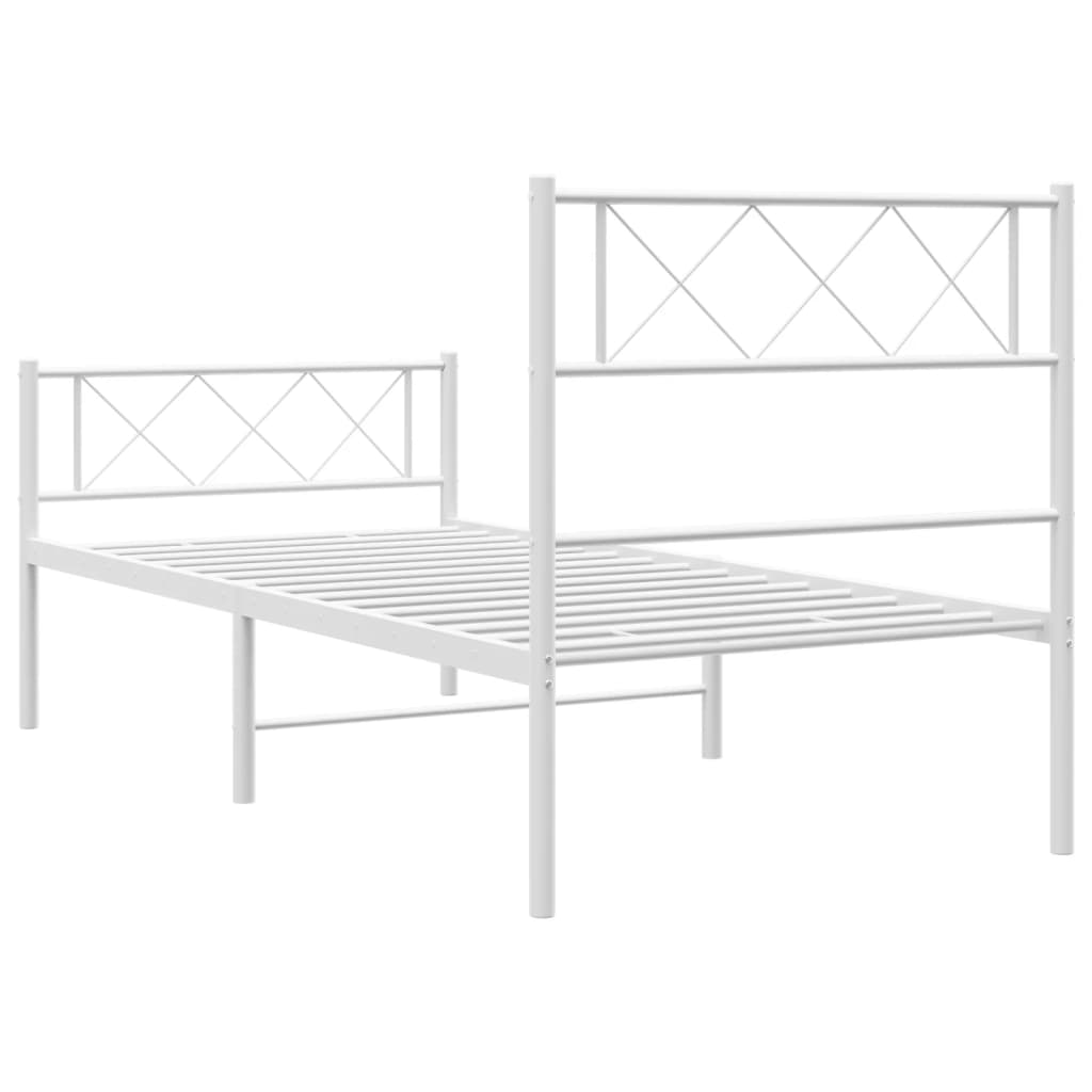 Metalni okvir kreveta uzglavlje i podnožje bijeli 90 x 200 cm