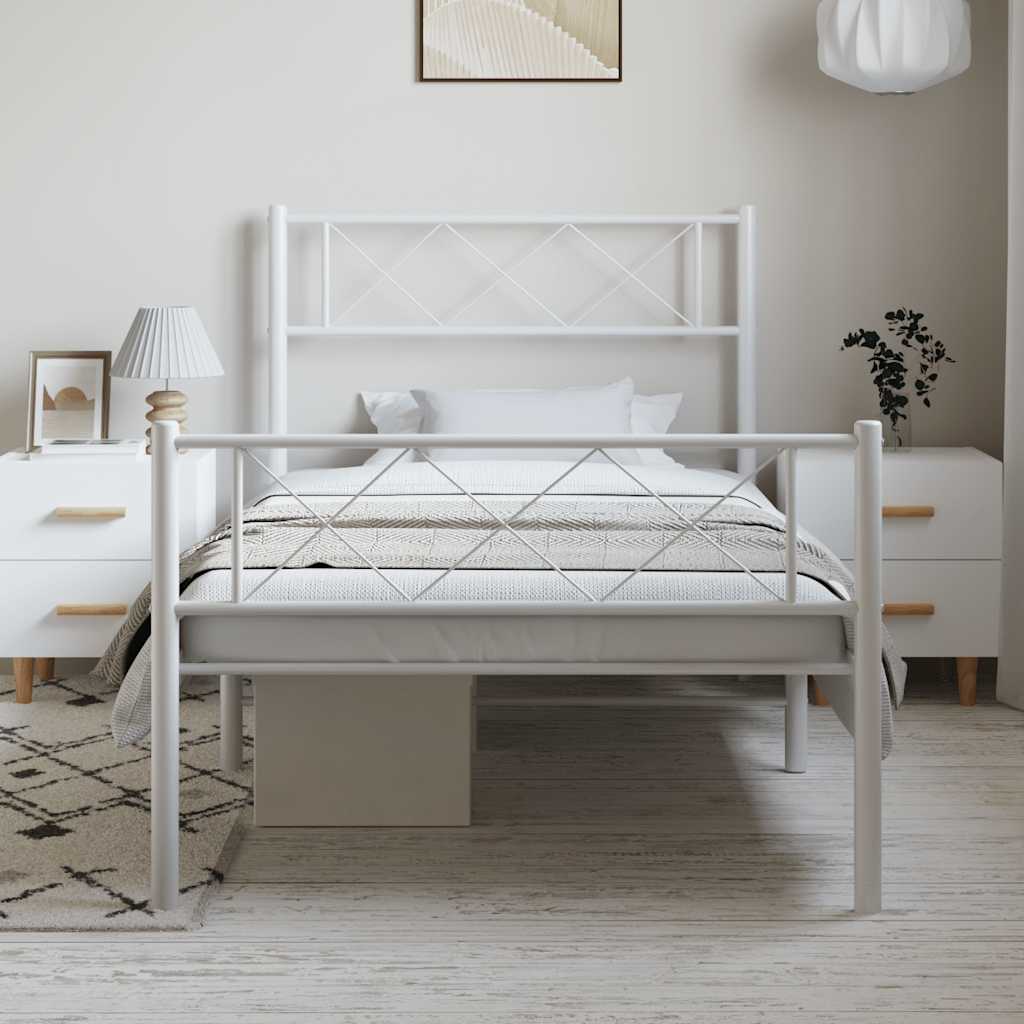Metalni okvir kreveta uzglavlje i podnožje bijeli 100x200 cm