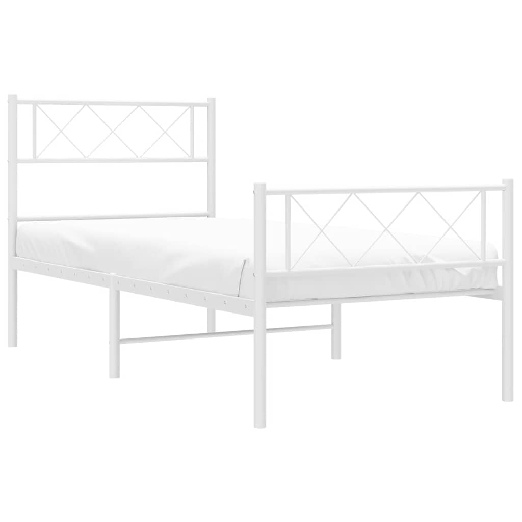 Metalni okvir kreveta uzglavlje i podnožje bijeli 100x200 cm