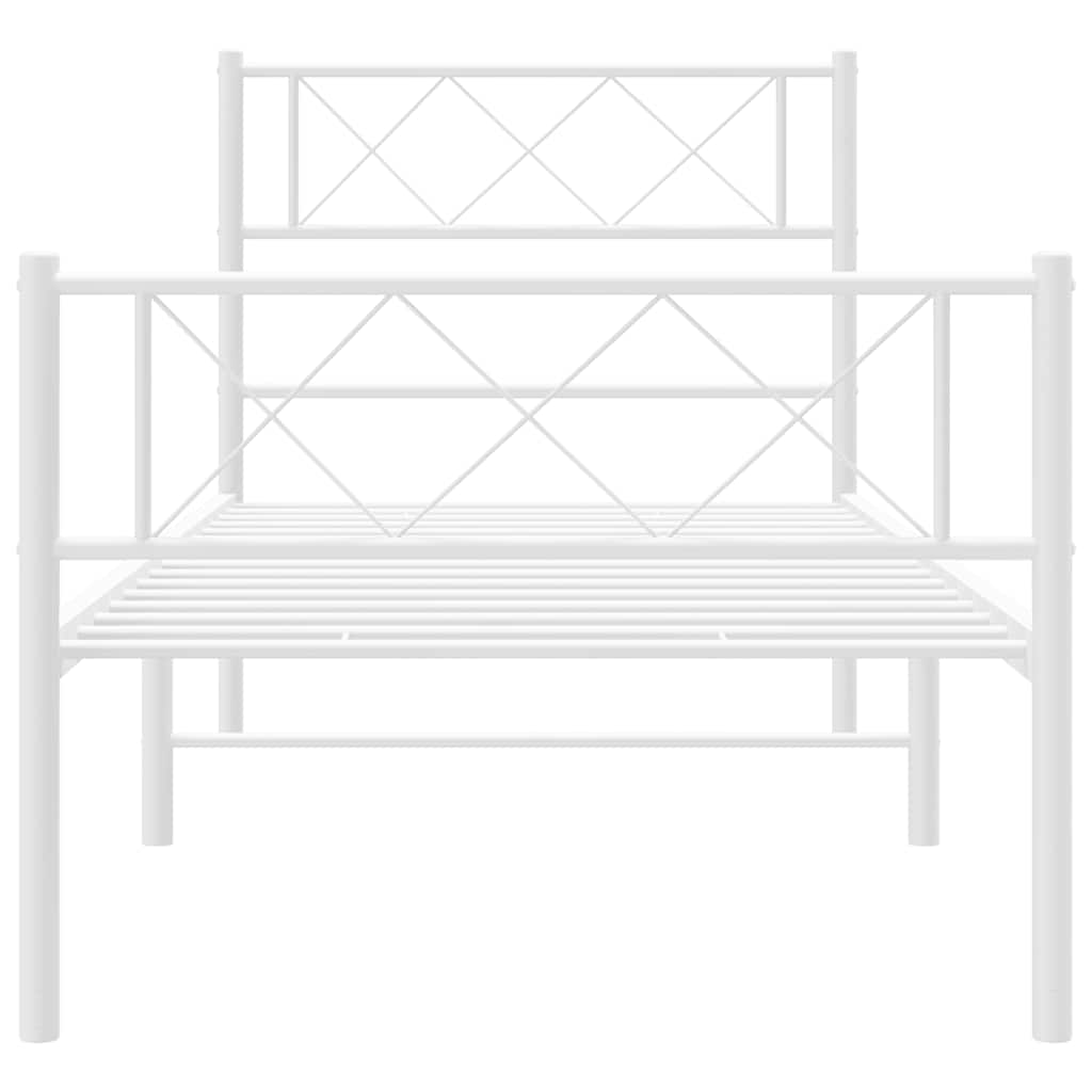 Metalni okvir kreveta uzglavlje i podnožje bijeli 100x200 cm