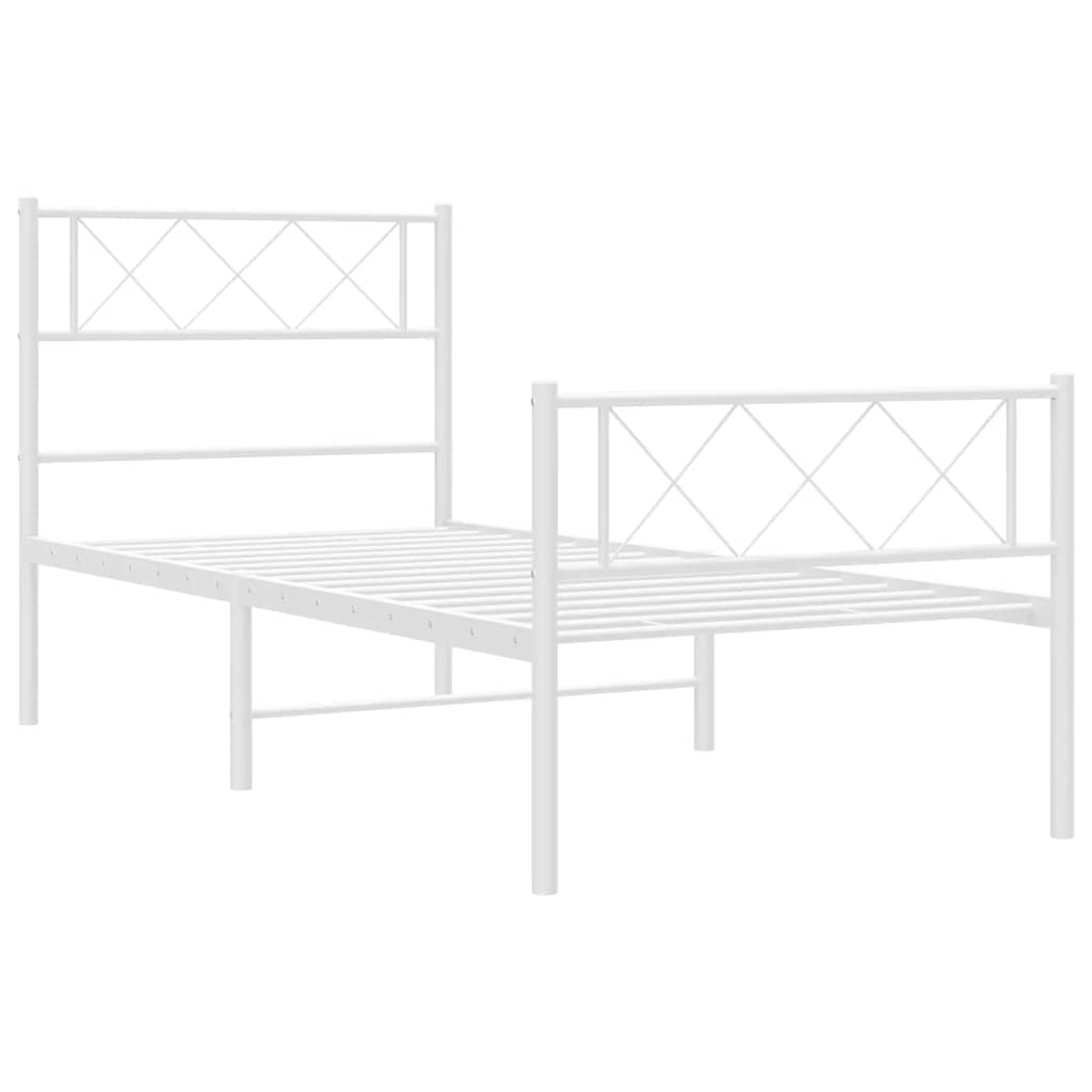 Metalni okvir kreveta uzglavlje i podnožje bijeli 100x200 cm