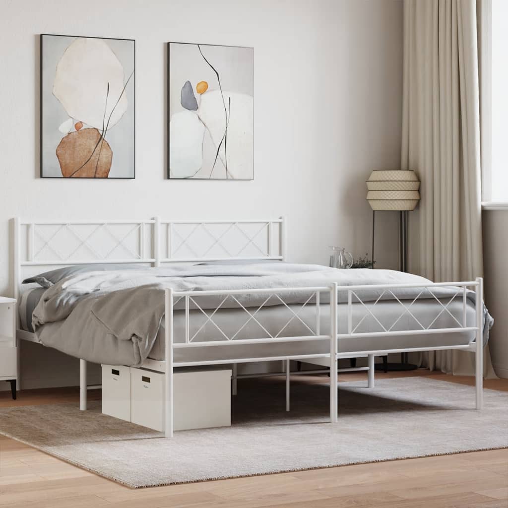 Metalni okvir kreveta uzglavlje i podnožje bijeli 120x200 cm