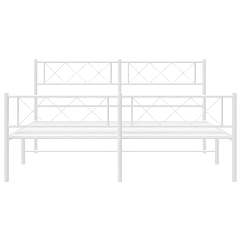 Metalni okvir kreveta uzglavlje i podnožje bijeli 140x200 cm