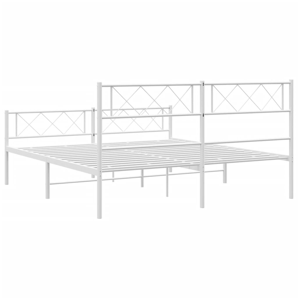 Metalni okvir kreveta uzglavlje i podnožje bijeli 140x200 cm