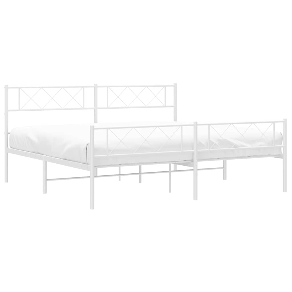 Metalni okvir kreveta uzglavlje i podnožje bijeli 183x213 cm