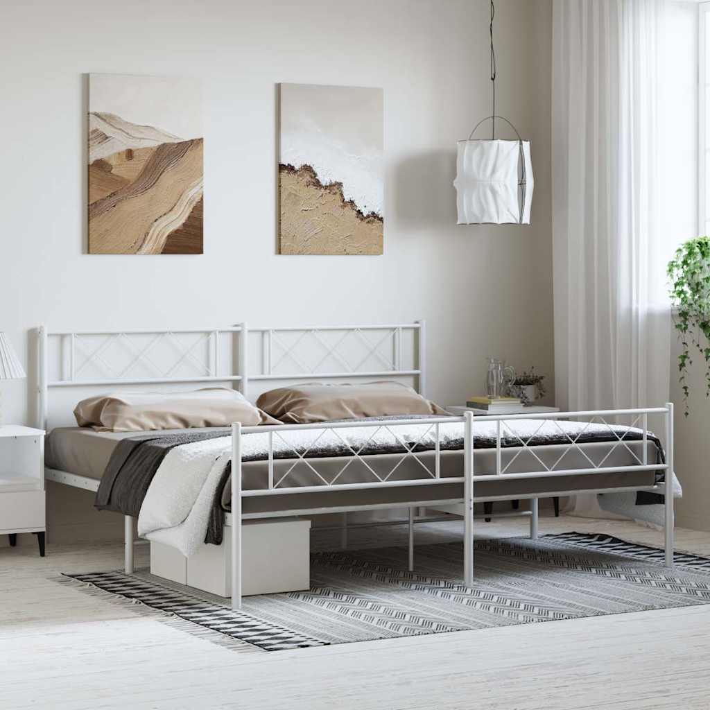 Metalni okvir kreveta uzglavlje i podnožje bijeli 183x213 cm