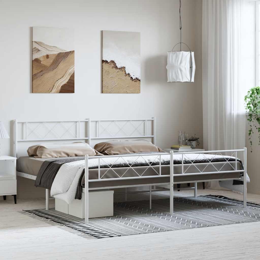 Metalni okvir kreveta uzglavlje i podnožje bijeli 193x203 cm
