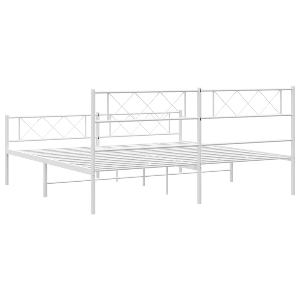 Metalni okvir kreveta uzglavlje i podnožje bijeli 200x200 cm