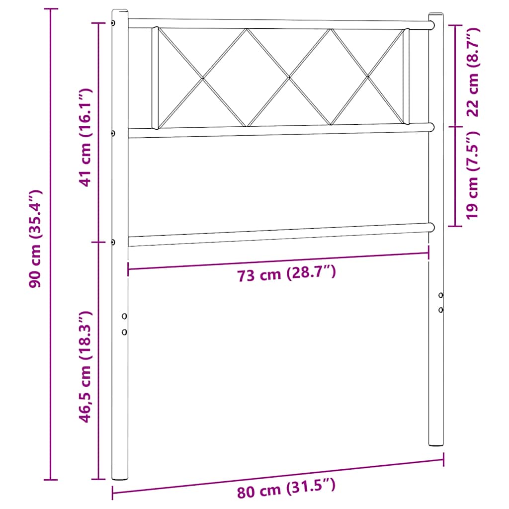 Metalno zamjensko uzglavlje bijelo 75 cm