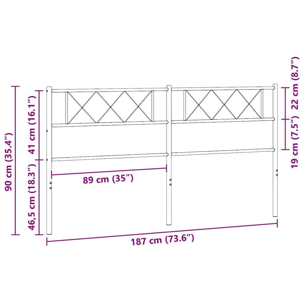 Metalno zamjensko uzglavlje bijelo 180 cm