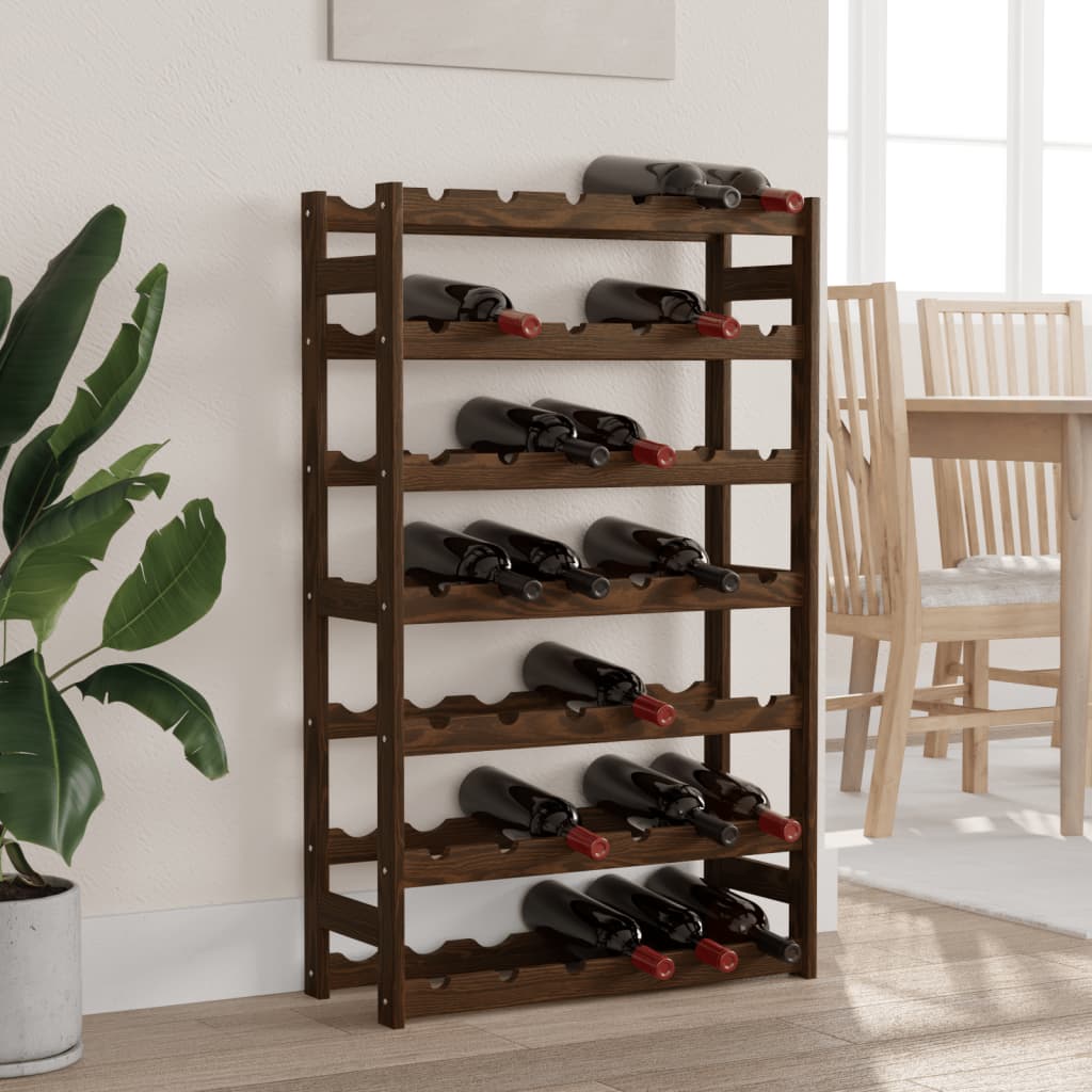 Stalak za vino za 42 boca smeđi od masivne borovine