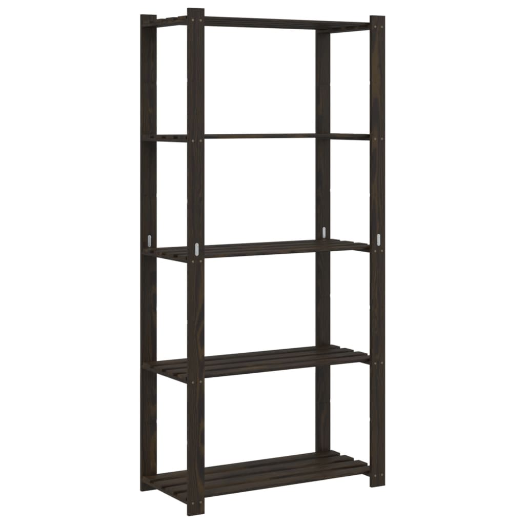 Stalak za pohranu s 5 razina crni 80x38x170 cm masivna borovina
