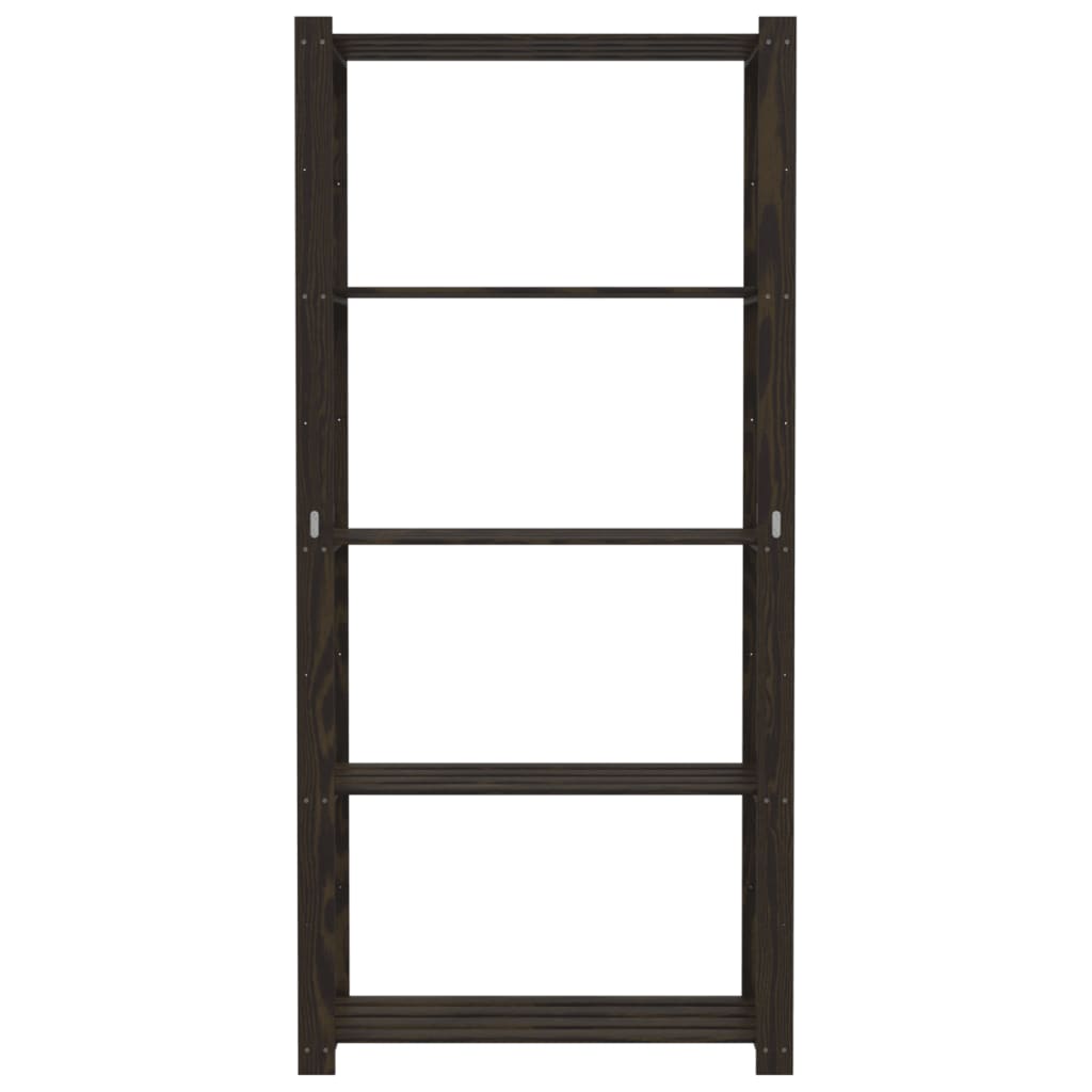 Stalak za pohranu s 5 razina crni 80x38x170 cm masivna borovina