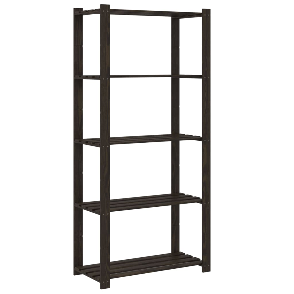Stalak za pohranu s 5 razina crni 80x38x170 cm masivna borovina