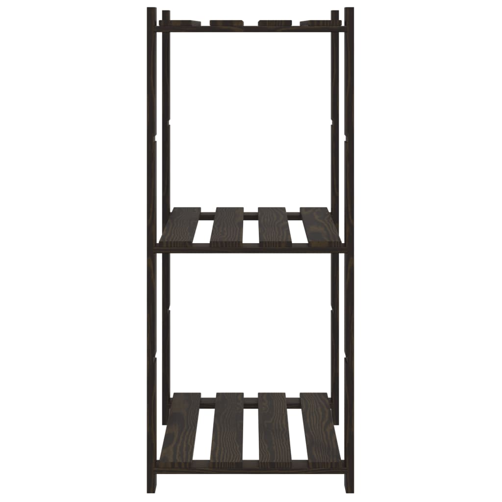 Stalak za pohranu s 3 razine crni 60x38x90 cm masivna borovina