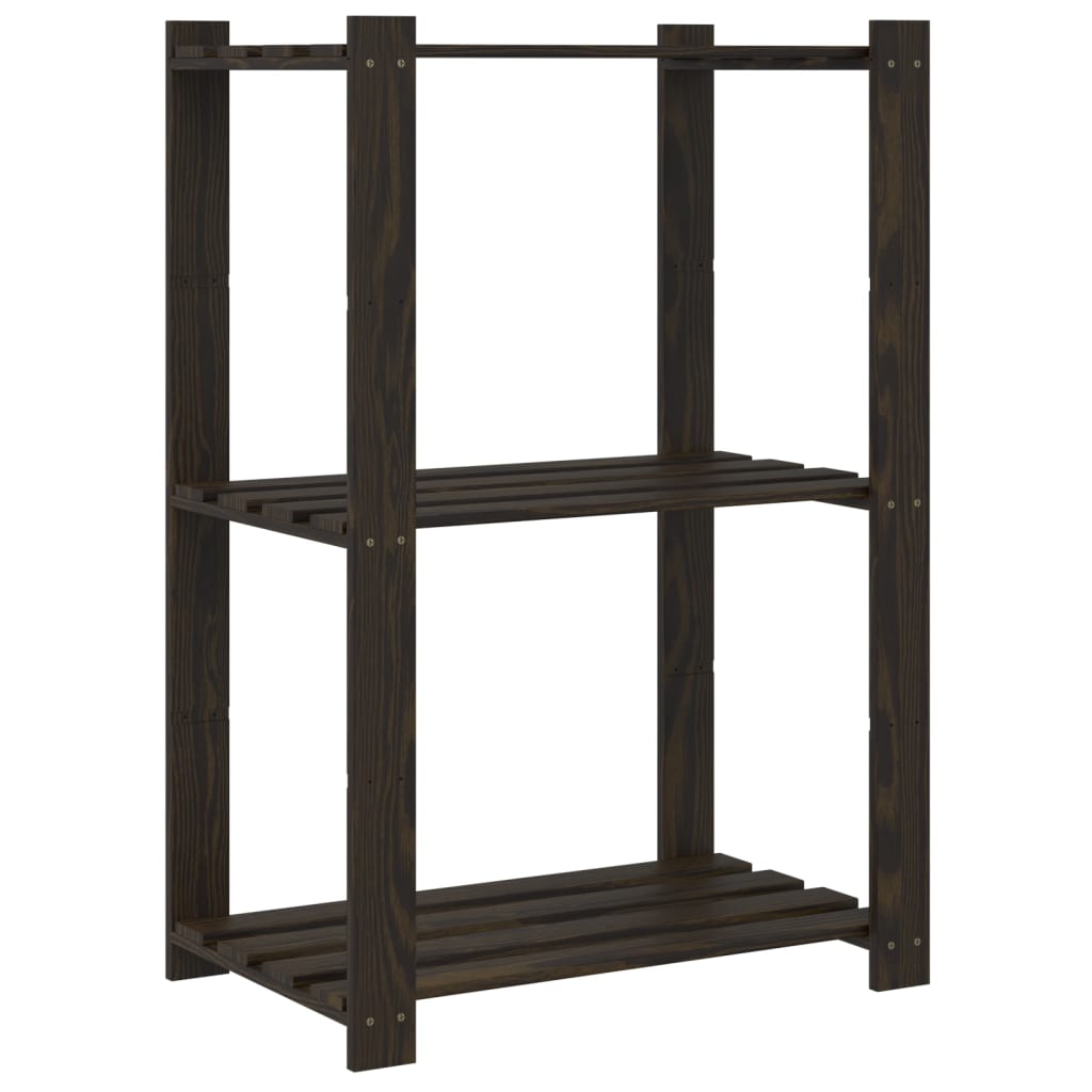 Stalak za pohranu s 3 razine crni 60x38x90 cm masivna borovina