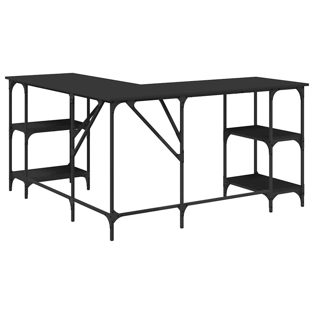 Radni stol crni 139 x 139 x 75 cm od konstruiranog drva