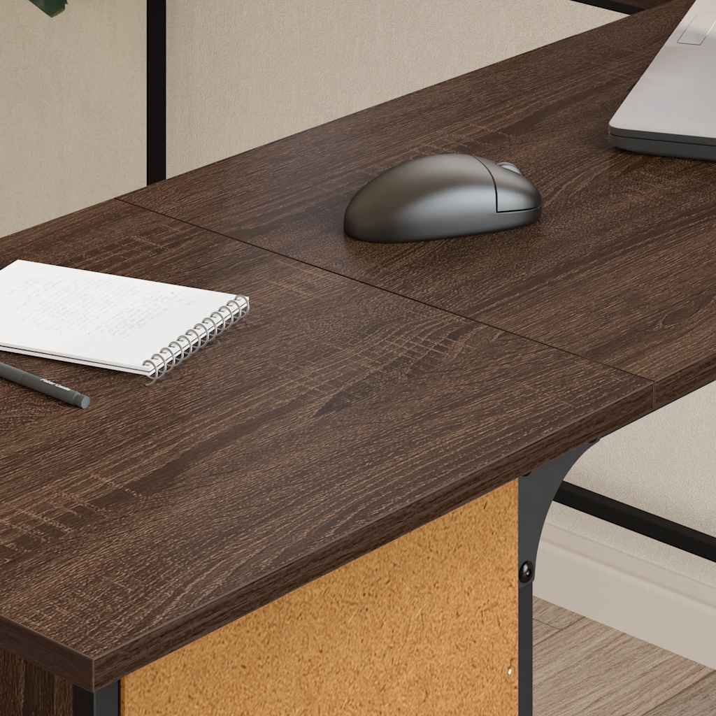 Radni stol smeđa boja hrasta 141x141x75 cm konstruirano drvo