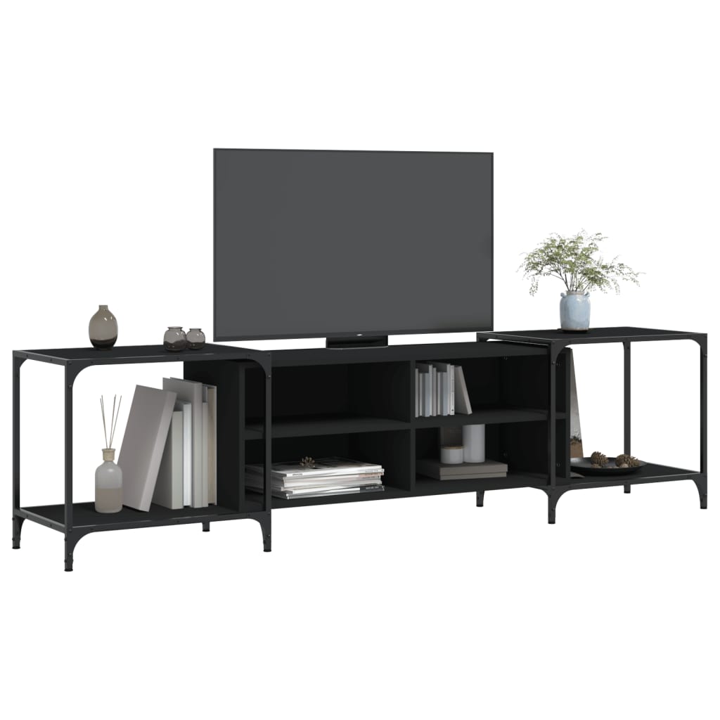 TV ormarić crni 203 x 37 x 50 cm od konstruiranog drva