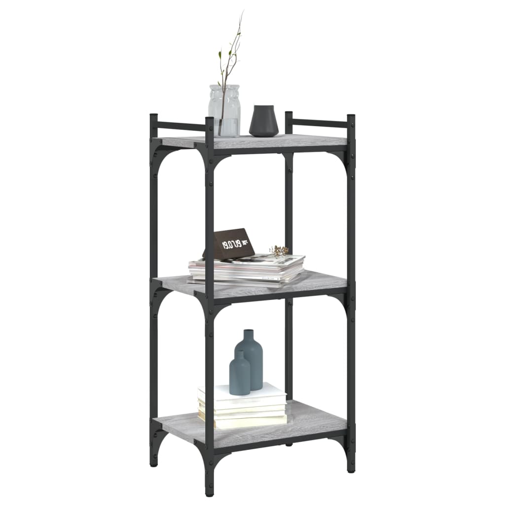 Regal za knjige s 3 razine siva boja hrasta 40x30x86 cm drveni