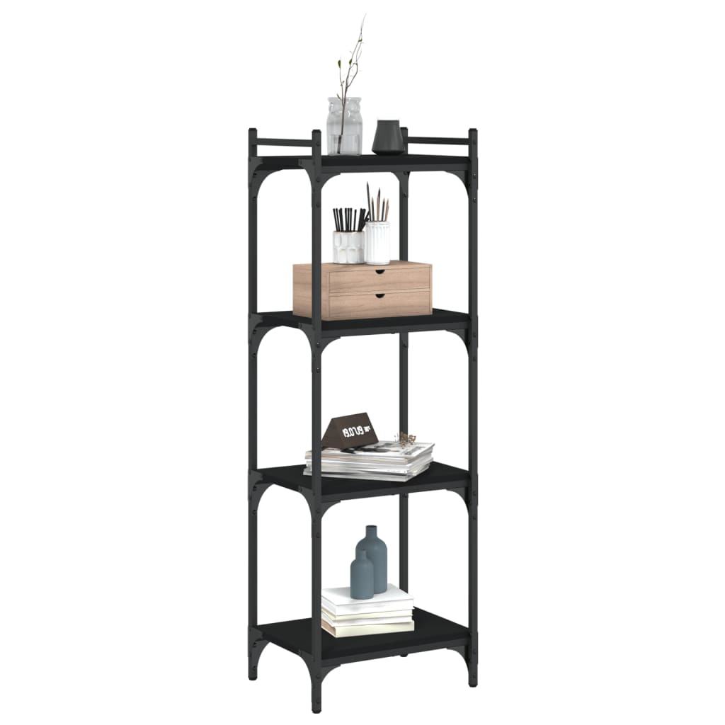 Regal za knjige s 4 razine crni 40x30x120 cm konstruirano drvo