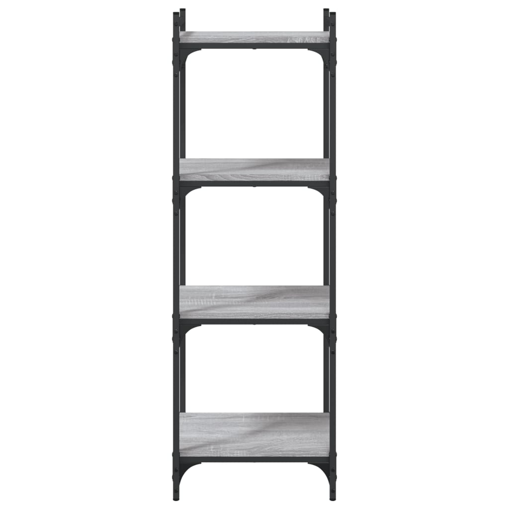 Regal za knjige s 4 razine siva boja hrasta 40x30x120 cm drveni