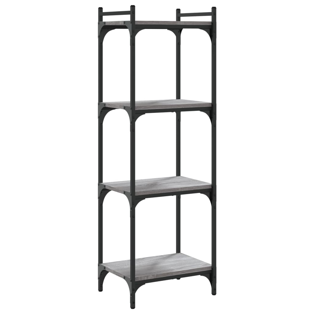 Regal za knjige s 4 razine siva boja hrasta 40x30x120 cm drveni