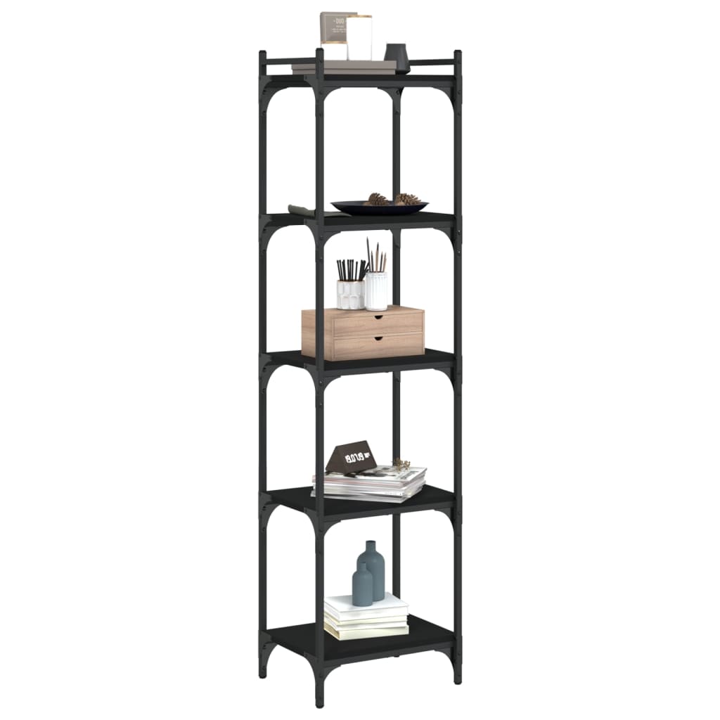 Regal za knjige s 5 razina crni 40x30x154 cm konstruirano drvo