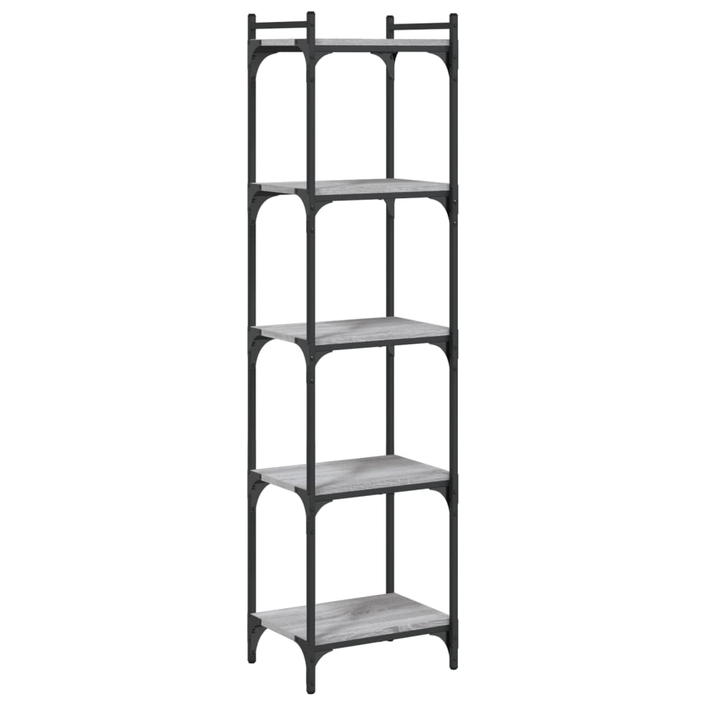 Regal za knjige s 5 razina siva boja hrasta 40x30x154 cm drveni