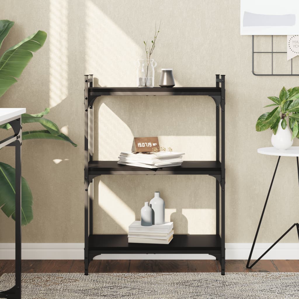Regal za knjige s 3 razine crni 60x30x86 cm konstruirano drvo