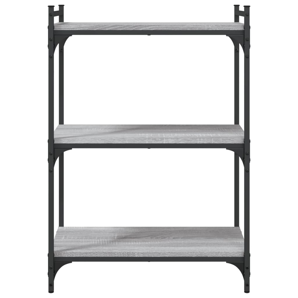 Regal za knjige s 3 razine siva boja hrasta 60x30x86 cm drveni
