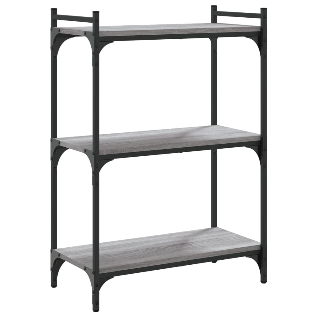 Regal za knjige s 3 razine siva boja hrasta 60x30x86 cm drveni