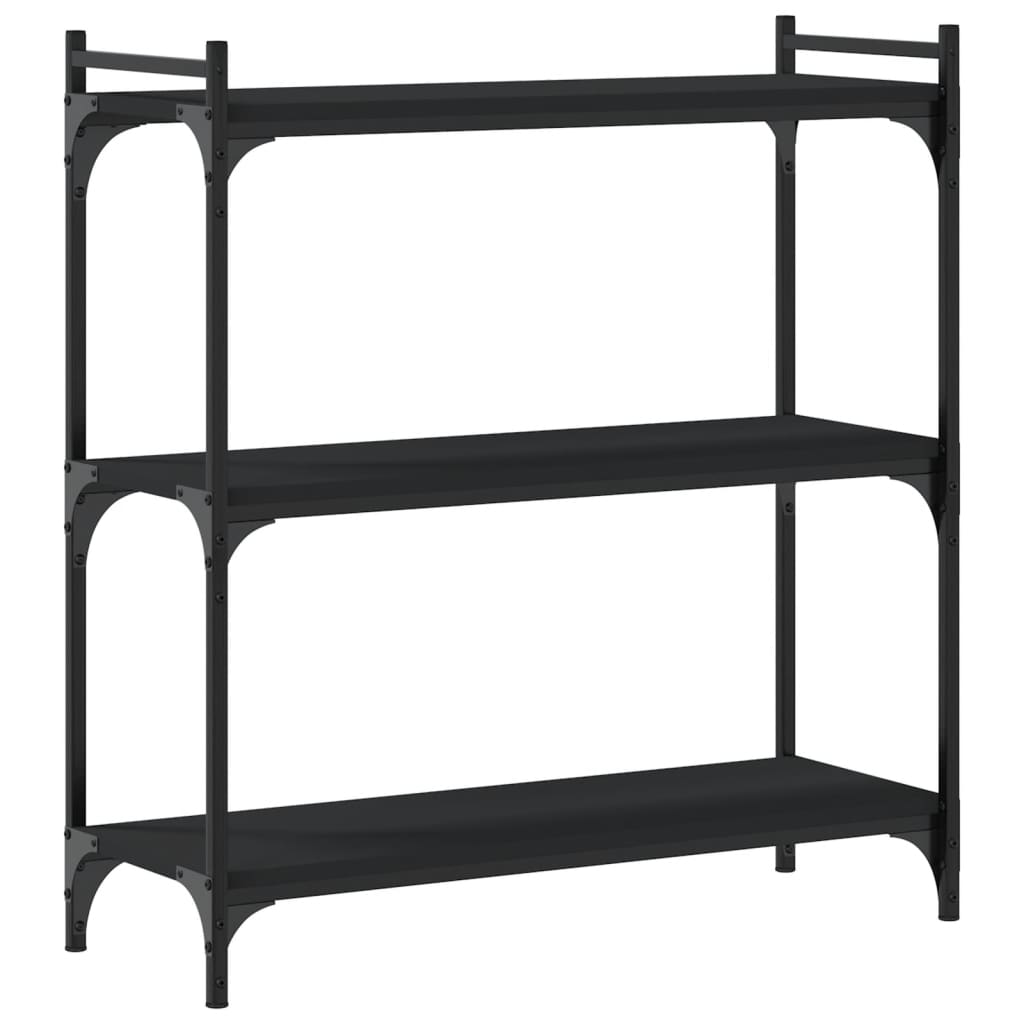 Regal za knjige s 3 razine crni 80x30x86 cm konstruirano drvo