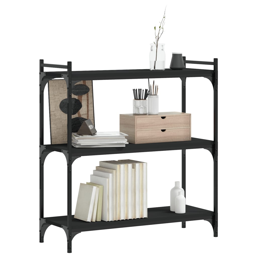 Regal za knjige s 3 razine crni 80x30x86 cm konstruirano drvo