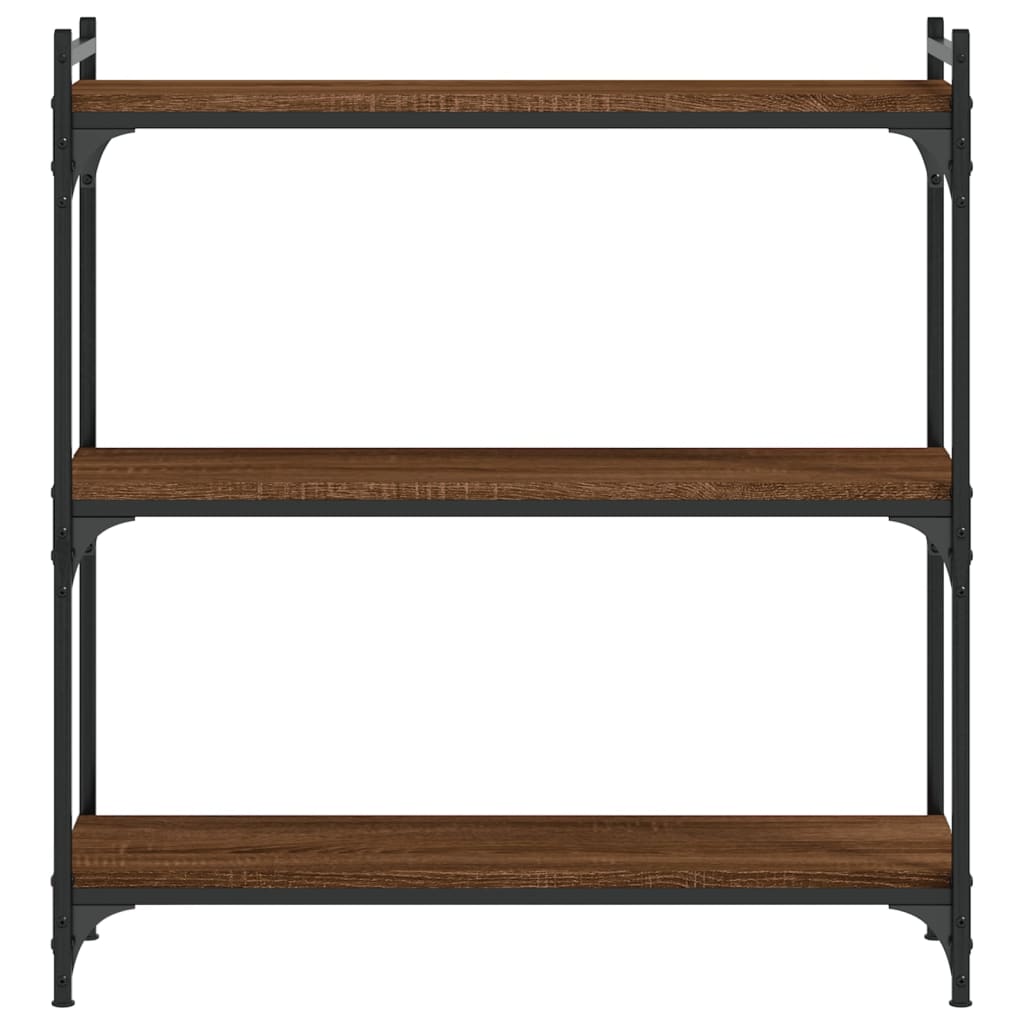Regal za knjige s 3 razine smeđa boja hrasta 80x30x86 cm drveni