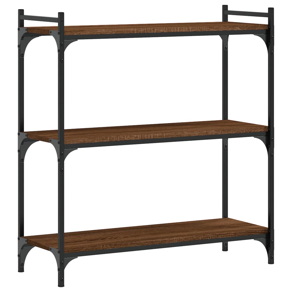 Regal za knjige s 3 razine smeđa boja hrasta 80x30x86 cm drveni