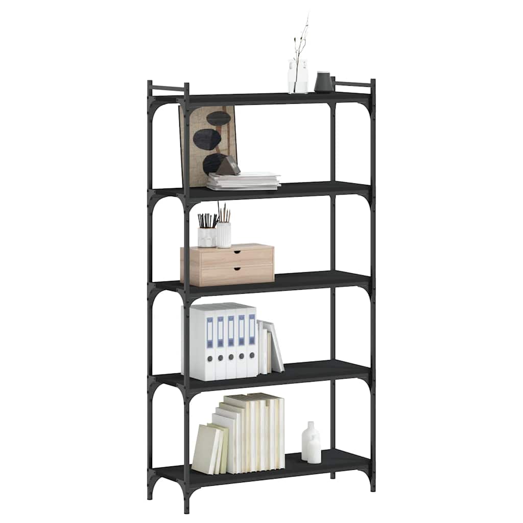 Regal za knjige s 5 razina crni 80x30x154 cm konstruirano drvo