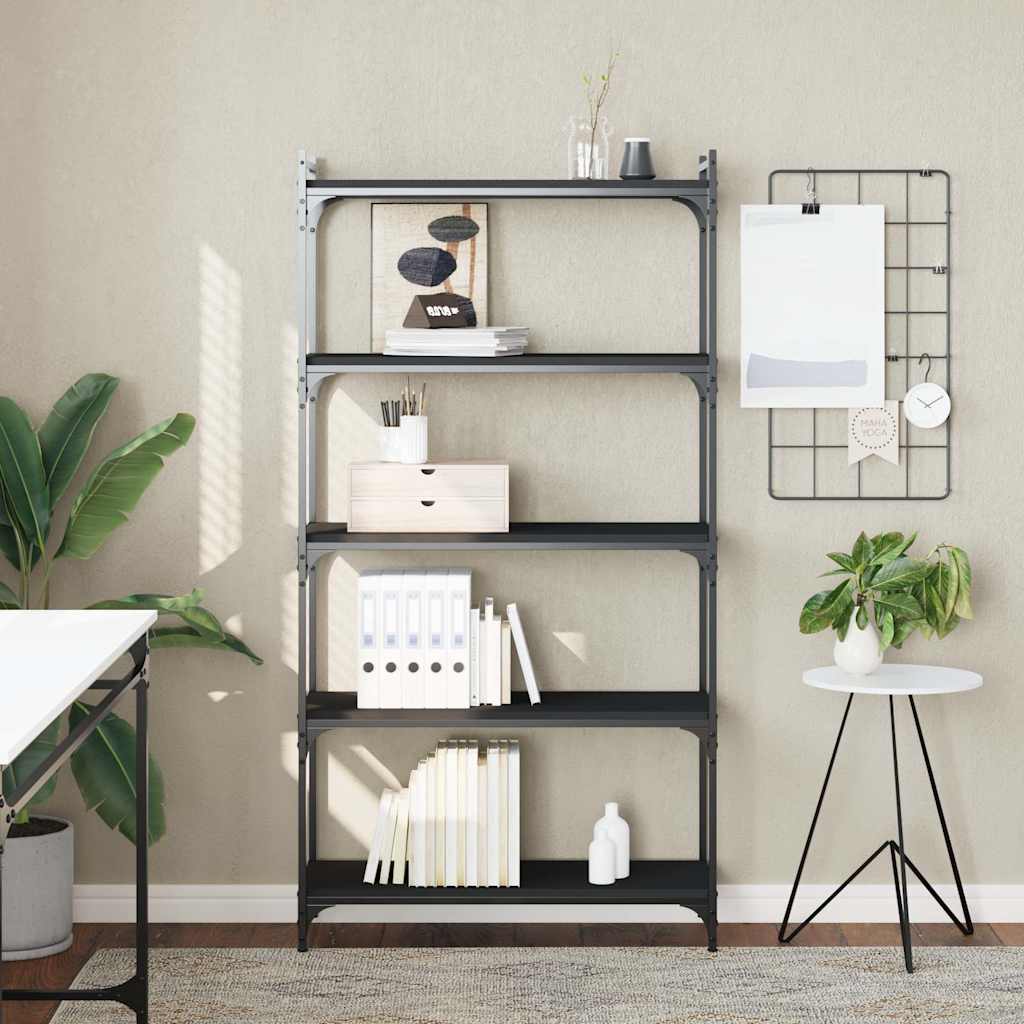 Regal za knjige s 5 razina crni 80x30x154 cm konstruirano drvo