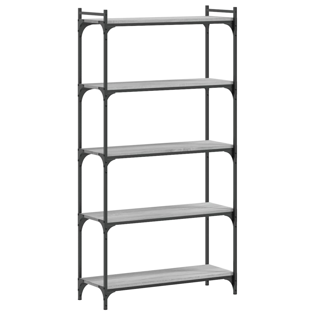 Regal za knjige s 5 razina siva boja hrasta 80x30x154 cm drveni
