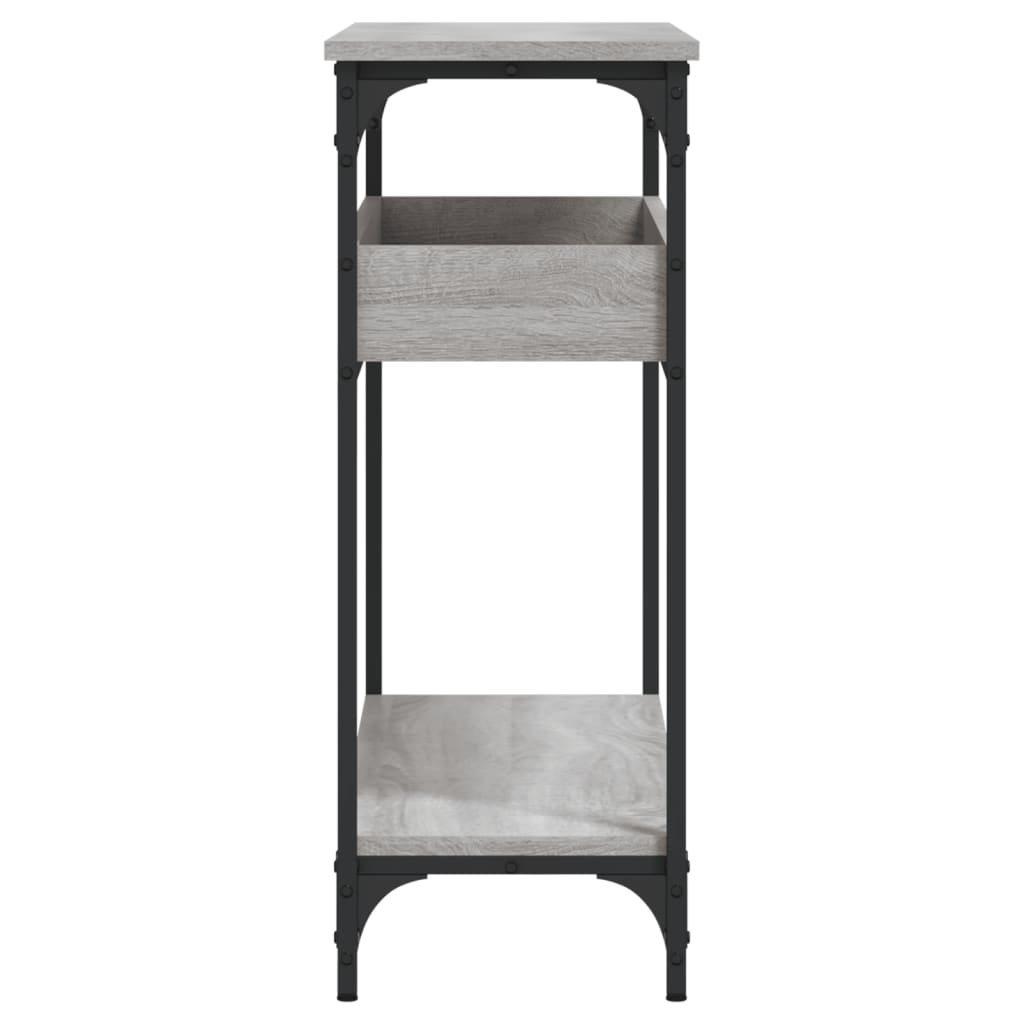 Konzolni stol s policama siva boja hrasta 100x29x75 cm drveni