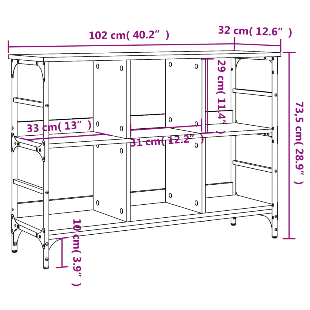 Komoda siva boja hrasta 102 x 32 x 73,5 cm konstruirano drvo