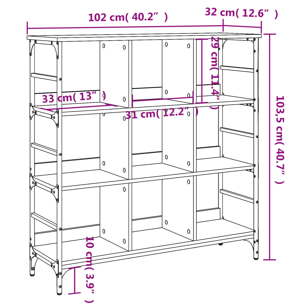 Komoda boja hrasta 102 x 32 x 103,5 cm od konstruiranog drva