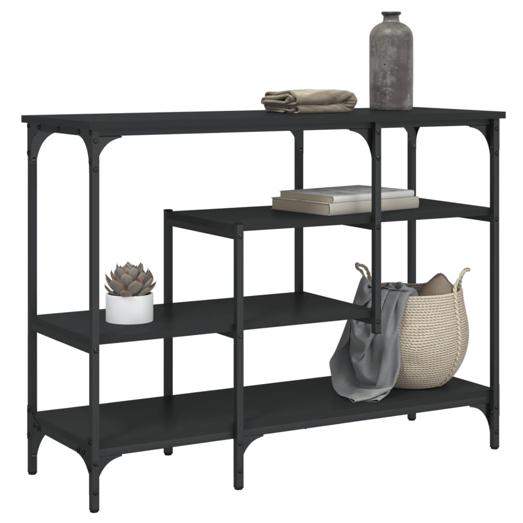 Konzolni stol s policama crni 100 x 35 x 75 cm