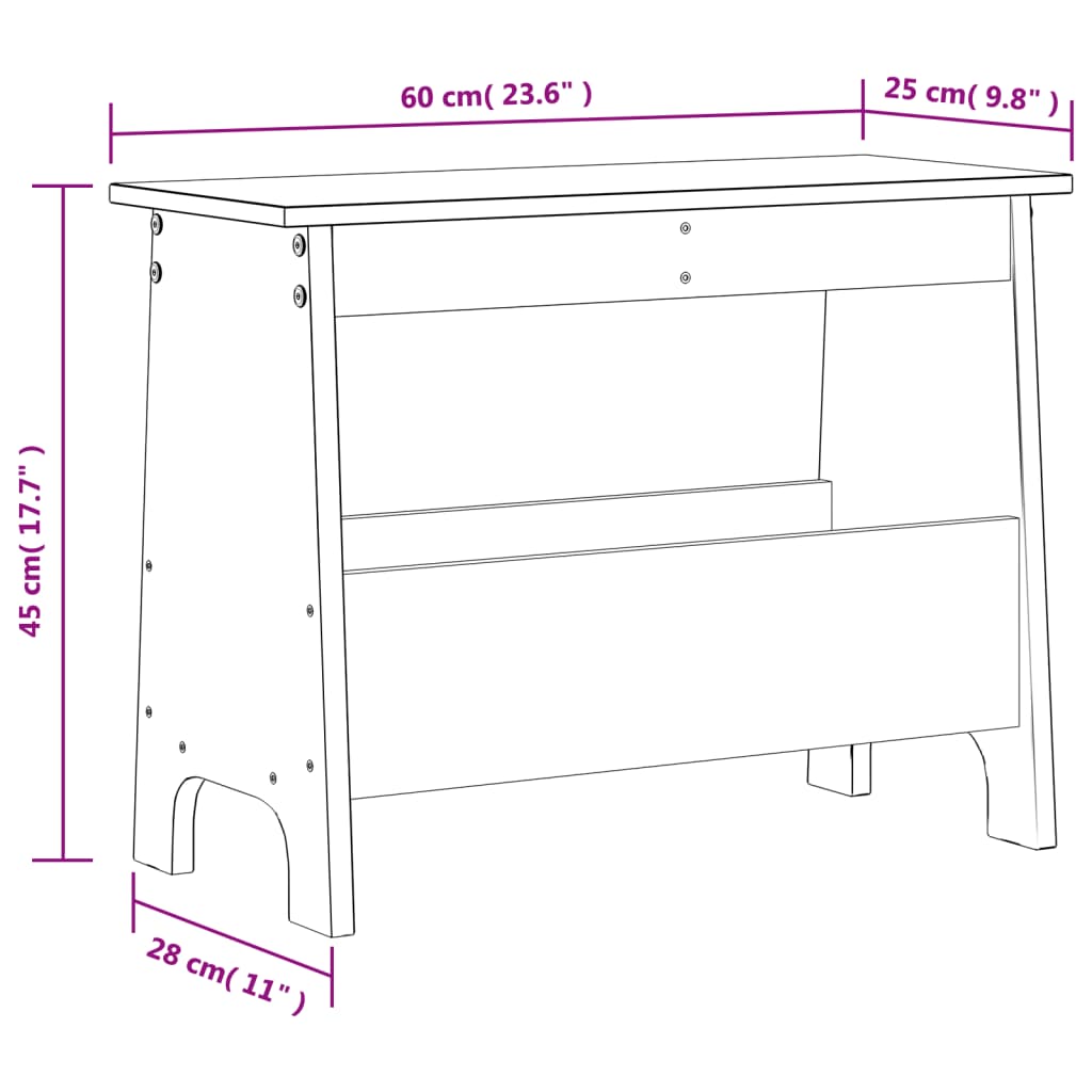 Klupa za hodnik voštano smeđa 60x28x45 cm od masivne borovine