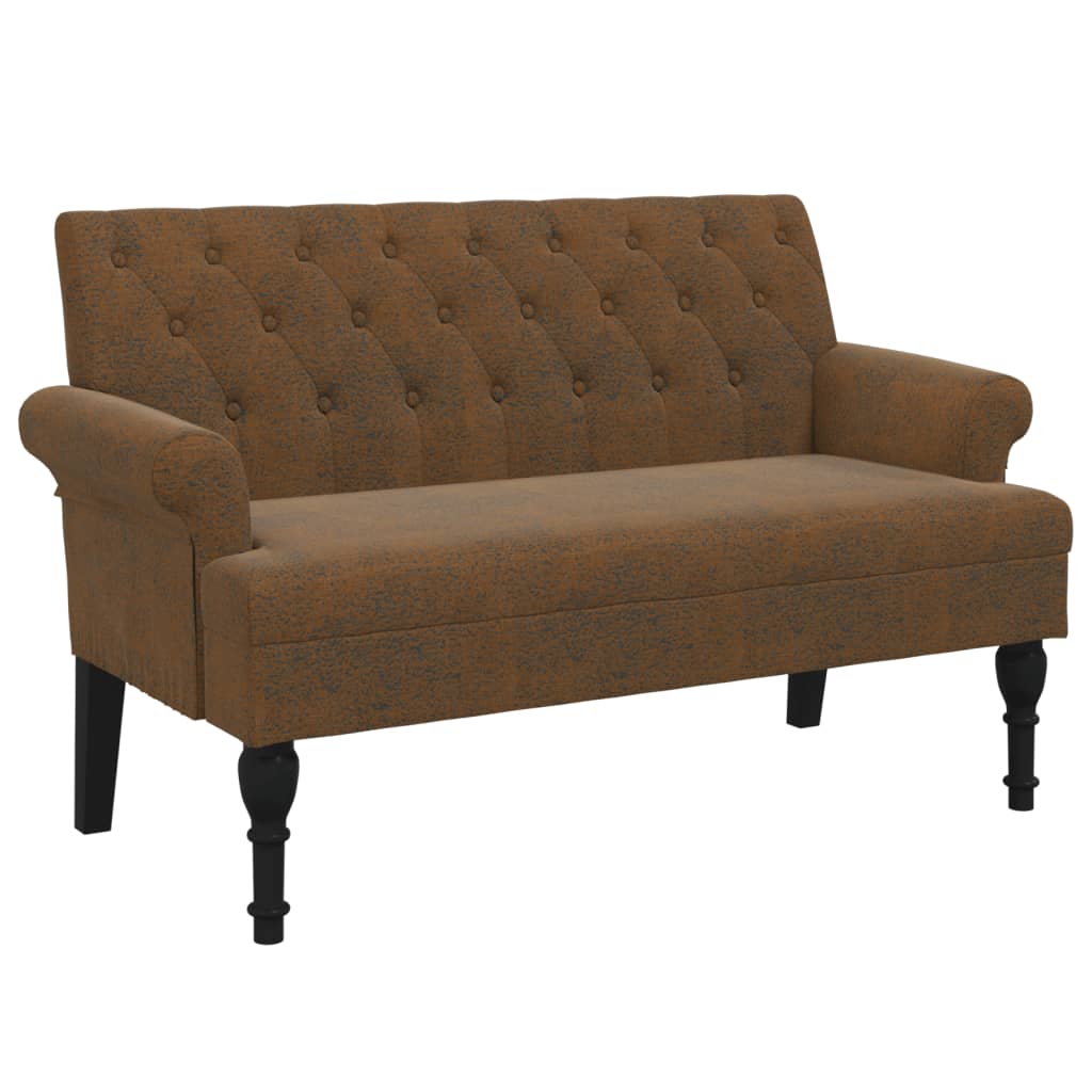 Klupa s naslonom smeđa 120 x 62 x 75,5 cm umjetna brušena koža