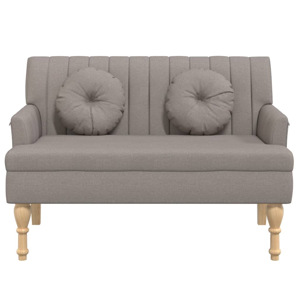 Klupa s jastucima smeđesiva 113 x 64,5 x 75,5 cm od tkanine