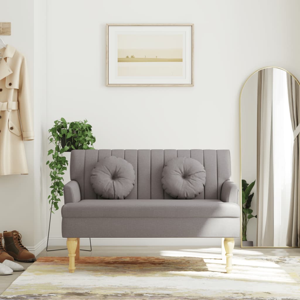 Klupa s jastucima smeđesiva 113 x 64,5 x 75,5 cm od tkanine